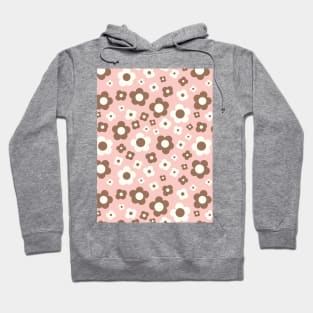 pastel pink and brown groovy retro y2k 2000s big pastel flower power 1960s 60s 70s danish aesthetics coconut girl ditsy daisies Hoodie